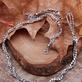 Sequin Chain Design Silver Necklace 6740