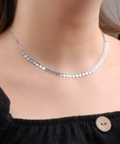 Sequin Choker Silver Necklace 6574