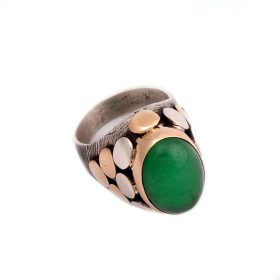 Sequin Handmade Jade Stone Silver Ring 1288