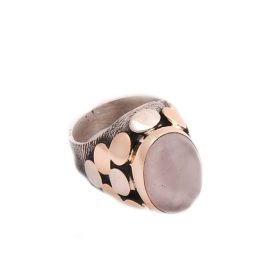 Sequin Handmade Pink Quartz Sterling Silver Ring 1283
