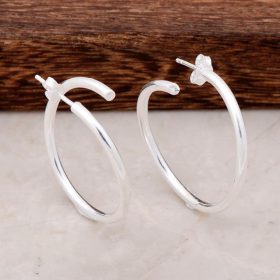 Silver Design Hoop Earrings 4495