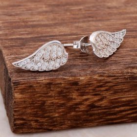 Silver Earrings with Angel Wings Design 4033
