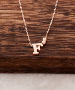 Silver F Letter Design Rose Necklace 3804
