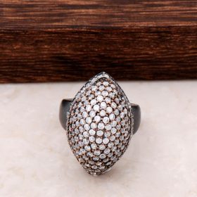 Silver Shuttle Ring with Zircon Stone 48