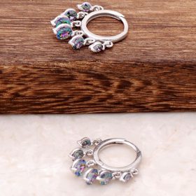 Small Size Silver Shakira Earrings with Mystic Topaz Stone 2036