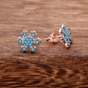 Snowflake Rose Silver Design Earrings 3789