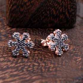 Snowflake Rose Silver Earrings 2435