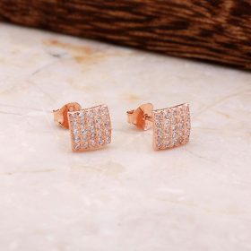 Square Rose Silver Earrings 4802