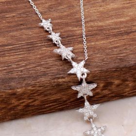 Star Design Rhodium Silver Necklace 3999