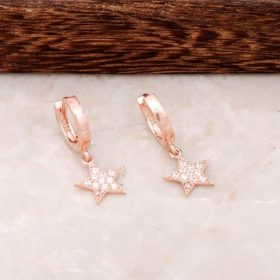 Star Design Rose Silver Hoop Earrings 4438