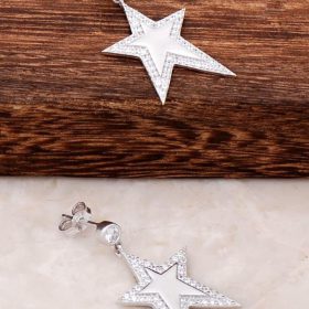 Star Design Silver Dangle Earrings 4451