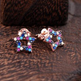Star Rose Silver Earrings 2391