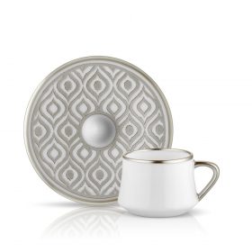 Sufi koffieset van 6 kopjes platina (12 stuks)
