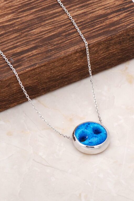 Syriac Evil Eye Bead Silver Necklace 6654