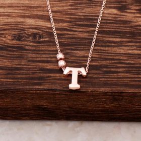 T Letter Design Rose sølv halskæde 3838