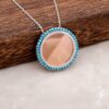 Tamtur Turquoise Stone Rose Silver Plate Necklace 1209