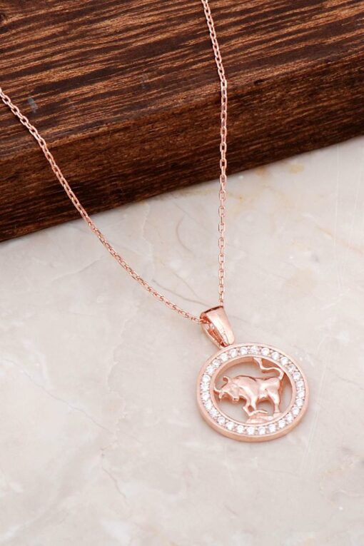 Taurus Rose Silver Necklace 6682
