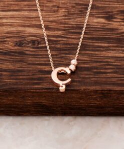 Three Letter Design Rose Silver Necklace 3798