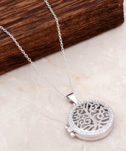 Tree of Life Covered Silver Necklace na may Larawan 6660