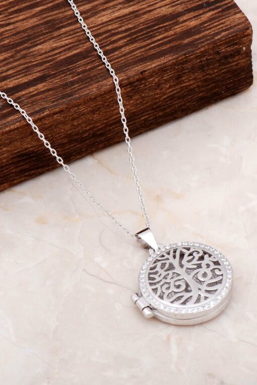 Tree of Life Covered Silver Necklace with Picture 6660