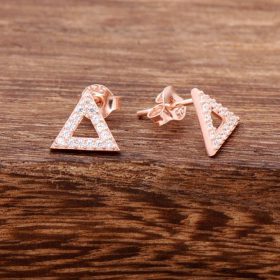 Triangle Design Rose Silver Earrings 3764