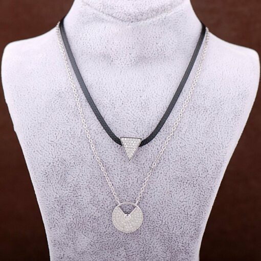Triangle Designed Choker Silver Necklace 3439