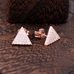 Triangle Rose Silver Earrings 2374