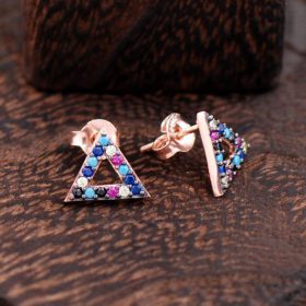 Triangle Rose Silver Earrings 2383