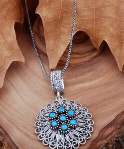 Turquoise Filigree Silver Necklace 6766