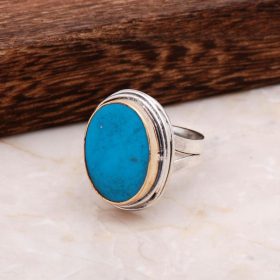 Turquoise Hand Wrap Silver Design Ring 2991