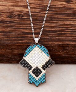 Turquoise Stone Abundance Hand Design Necklace 3610