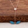 Turquoise Stone Angel Wing Rose Silver Necklace 1106