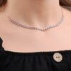 Turquoise Stone Choker Rose Silver Necklace 6570