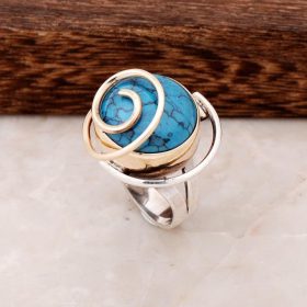 Turquoise Stone Design Silver Ring 2840