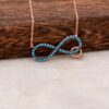 Turquoise Stone Infinity Rose Sterling Silver Necklace 1666
