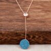 Turquoise Stone Rose Silver Necklace 1110