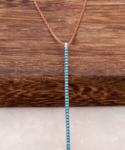 Collier Argent Rose Pierre Turquoise 1201