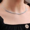 Turquoise Stone Silver Choker Necklace 6575