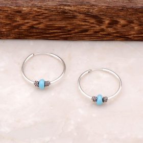 Turquoise Stone Small Hoop Earrings 3679
