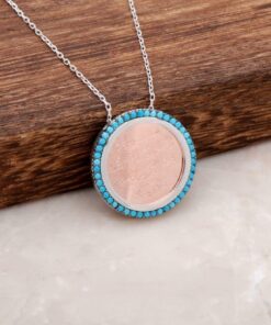 Turquoise Stone Sterling Silver Necklace with Verses 1207
