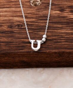 U Letter Design Silver Necklace 3841