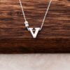V Letter Design Silver Necklace 3845