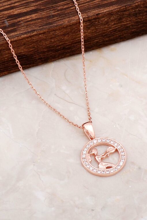 Virgo Zodiac Rose Silver Necklace 6683
