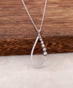 Water Drop Design Rhodium Silver Necklace 4073