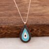 Water Drop Eye Design Rose Silver Necklace 6190