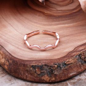 Wave Design Rose Silver Ring 2926