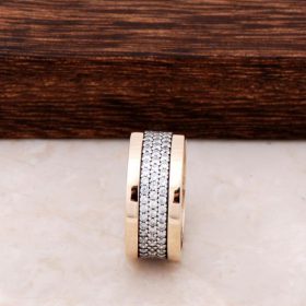 خاتم الزواج الفضي المصنوع من الزركون المطلي بالذهب والذهب 76