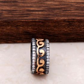 鋯石鍍金手工設計銀質結婚戒指 78