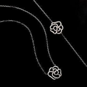 Набір з родієвого срібла з дизайном цирконової троянди 970