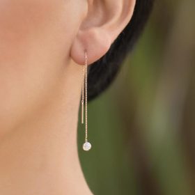 Zircon Rose Silver Chain Earring 4180